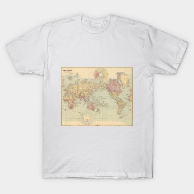 Vintage Map of The World (1901) T-Shirt by Bravuramedia